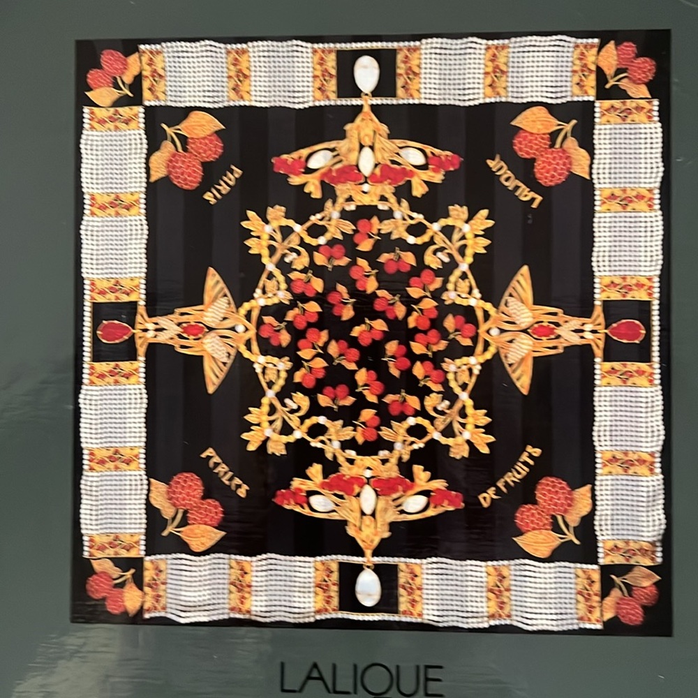 Lalique 52 x 52 De Fruits scarf in original box! Perfect Condition!